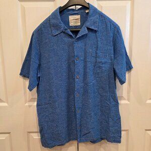 Original Weatherproof Vintage Short Sleeve Button Down Shirt Blue Linen Men’s XL